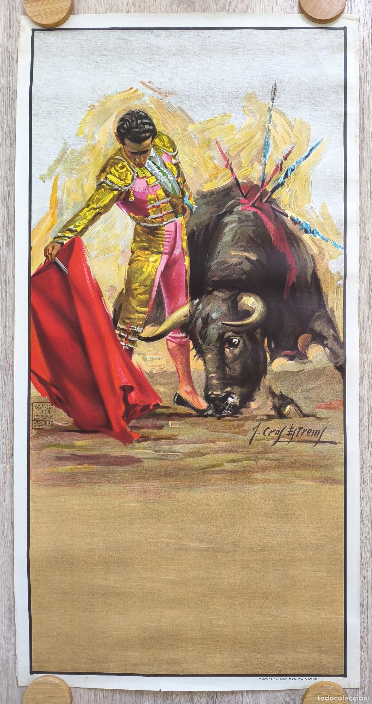 Cartazes Touros: RW CARTEL TOROS ILUSTRADOR J CROS SIN TEXTO LITOGRAFIA ORTEGA CT534