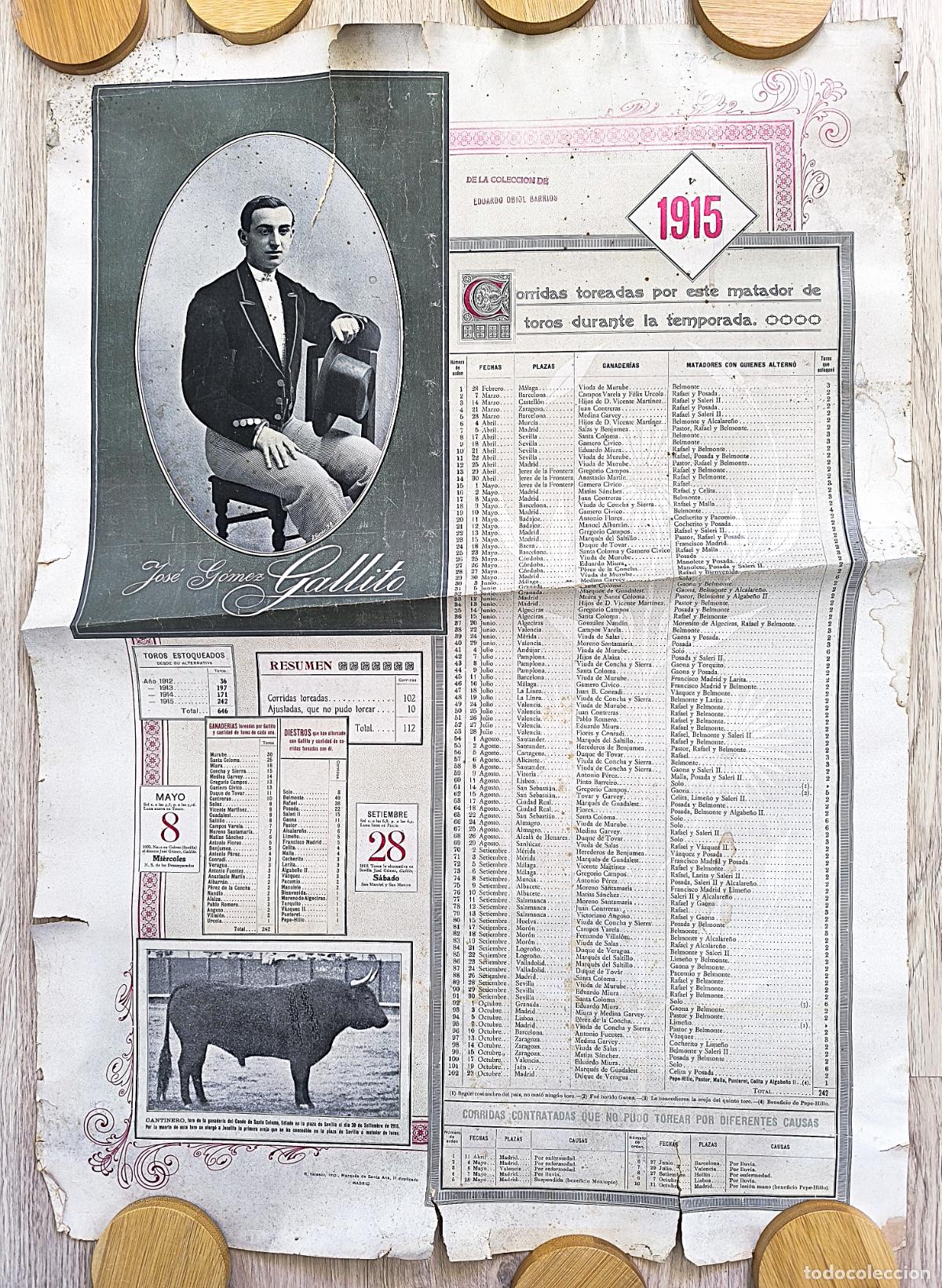 Cartazes Touros: RW CARTEL TOROS JOSE GOMEZ GALLITO 1915 R VELASCO MADRID CT536