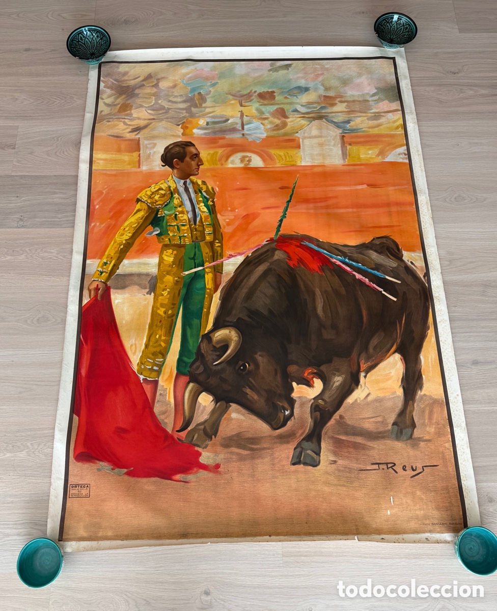 Cartazes Touros: Cartel taurino antiguo J. Reus &ndash; Impreso por Ortega, Valencia &ndash; Gran formato 163cm x 112cm