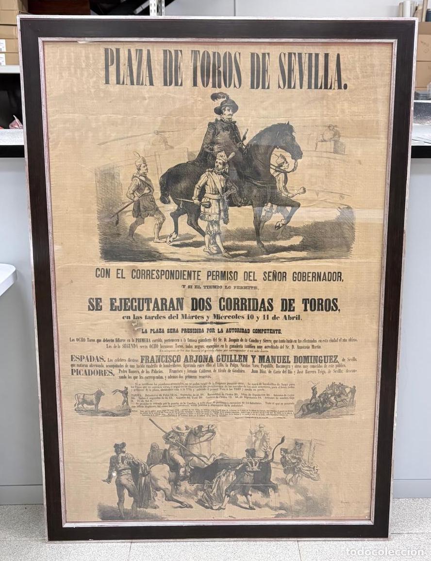 Carteles Toros: GRAN CARTEL TAURINO DE LA PLAZA DE TOROS DE SEVILLA. CORRIDAS DE ABRIL. S. XIX