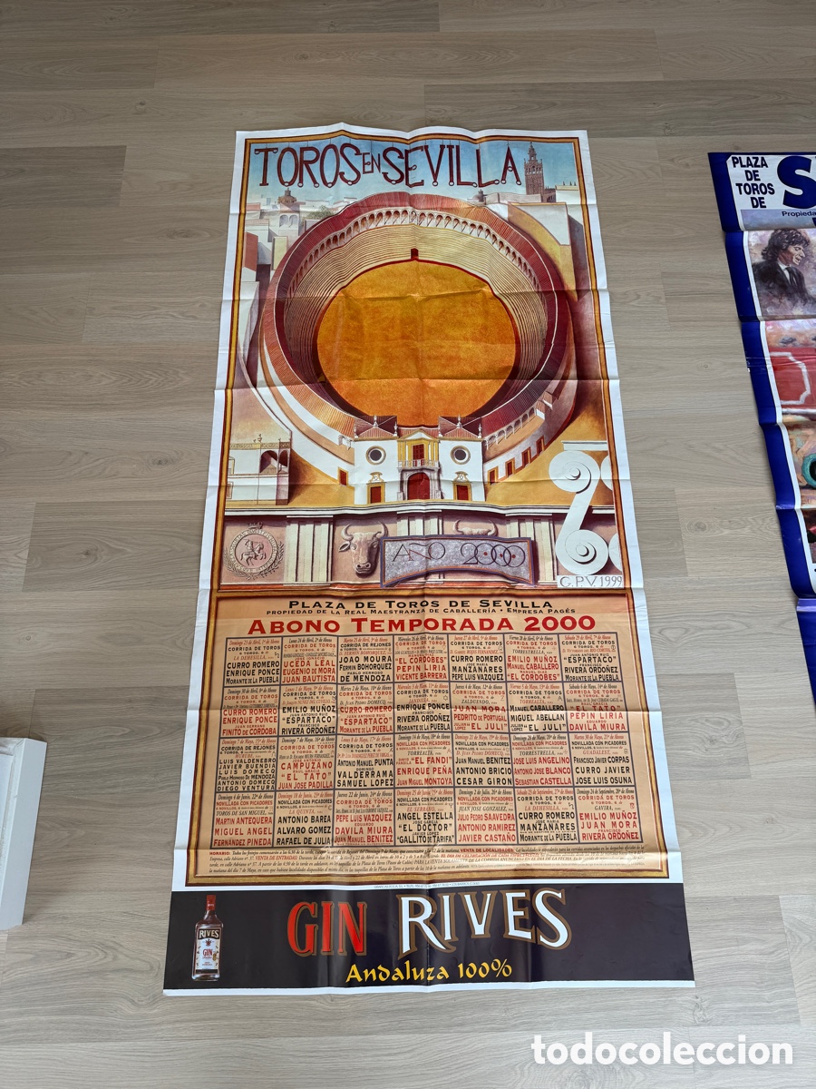 Bull Posters: Cartel original Toros en Sevilla 2000 &ndash; Real Maestranza &ndash; Gran formato 200 x 100 cm