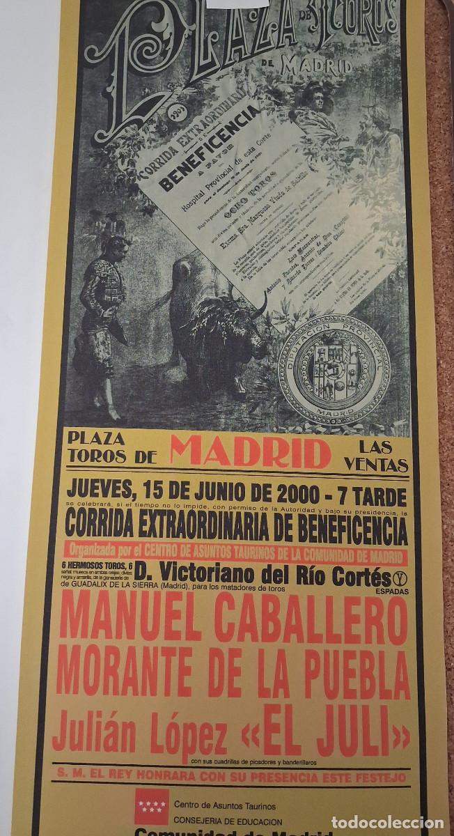 Carteles Toros: Cartel de toros en tela. Madrid. 15 junio 2000. Corrida de Beneficencia.