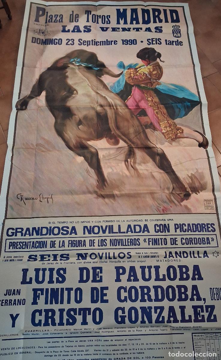 Carteles Toros: Cartel de toros. Madrid. 23 septiembre 1990. Luis de Pauloba, Finito de C&oacute;rdoba, Cristo Gonz&aacute;lez
