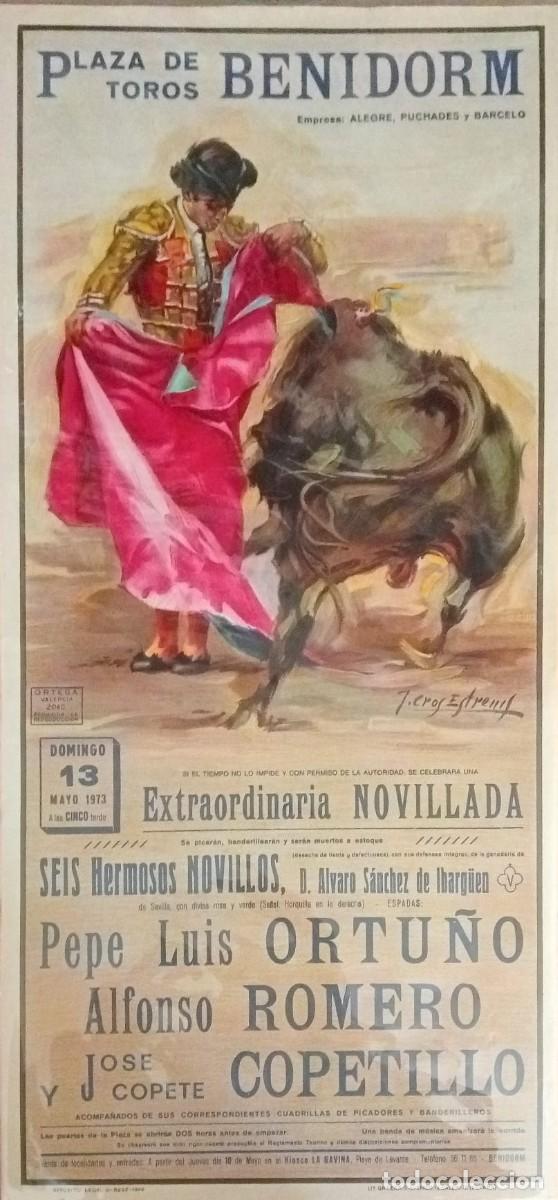 Carteles Toros: CARTEL PLAZA TOROS DE BENIDORM - NOVILLADA 13 MAYO 1973 - ORIGINAL 73 x 35 Cm.