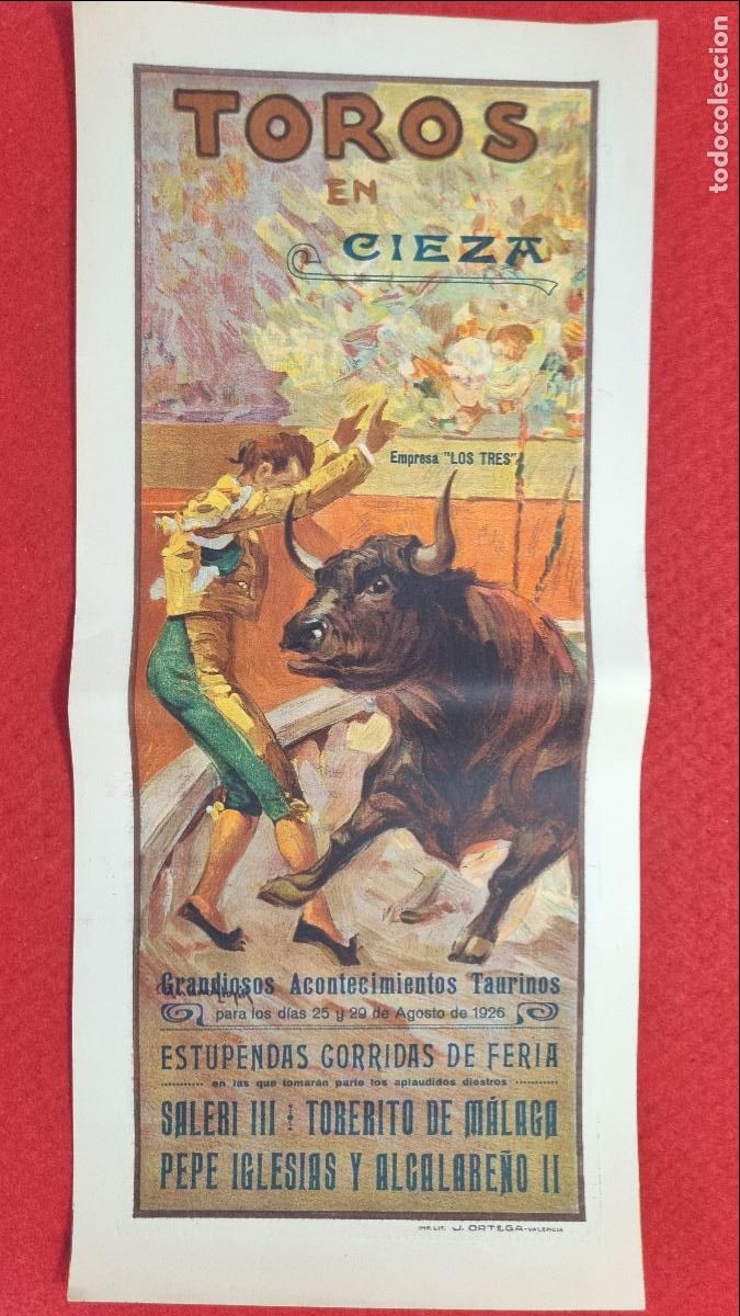 Carteles Toros: CARTEL TOROS CIEZA MURCIA FERIA 1926 SALERI III TORERITO DE MALAGA PEPE IGLESIAS ORIGINAL T5