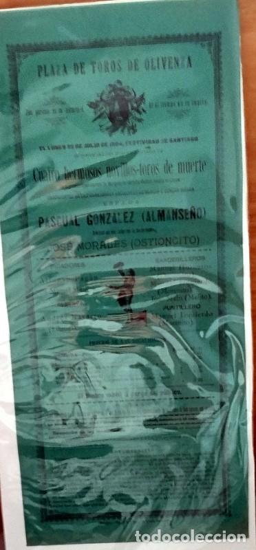 Carteles Toros: OLIVENZA, 1904, CARTEL CORRIDA DE TOROS, ALMANSE&Ntilde;O Y OSTIONCITO, 19X43 CMS
