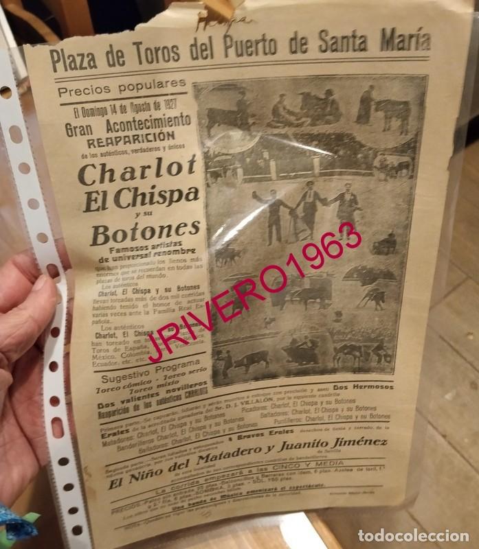 Carteles Toros: EL PUERTO DE SANTA MARIA, 1927 , CARTEL ESPECTACULO COMICO TAURINO, 21X32 CMS