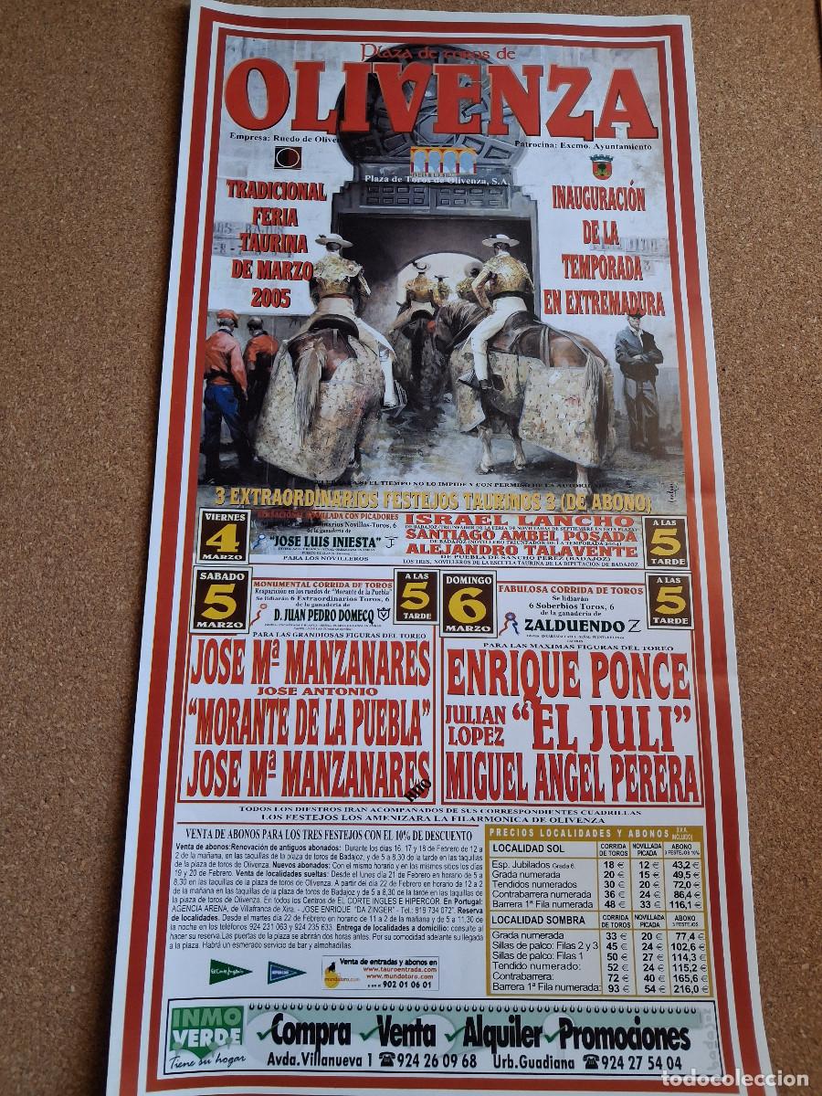 Carteles Toros: Cartel de toros. Olivenza. 4 a 6 marzo 2005. Una novillada y dos corridas.