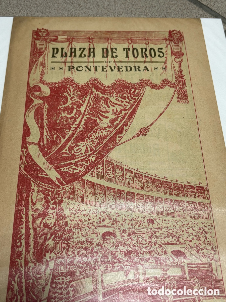 Bull Posters: CARTEL TOROS PONTEVEDRA, CORRIDAS DE BENEFICIENCIA 1913. VIRGEN PEREGRINA. 49X22 CM APR&Oacute;X