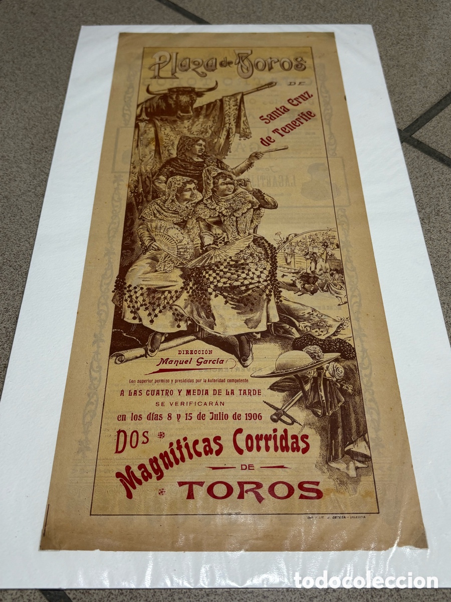 Carteles Toros: CARTEL TOROS 1906. SANTA CRUZ DE TENERIFE. DOS MAGN&Iacute;FICAS CORRIDAS. 47X20 CM APR&Oacute;X