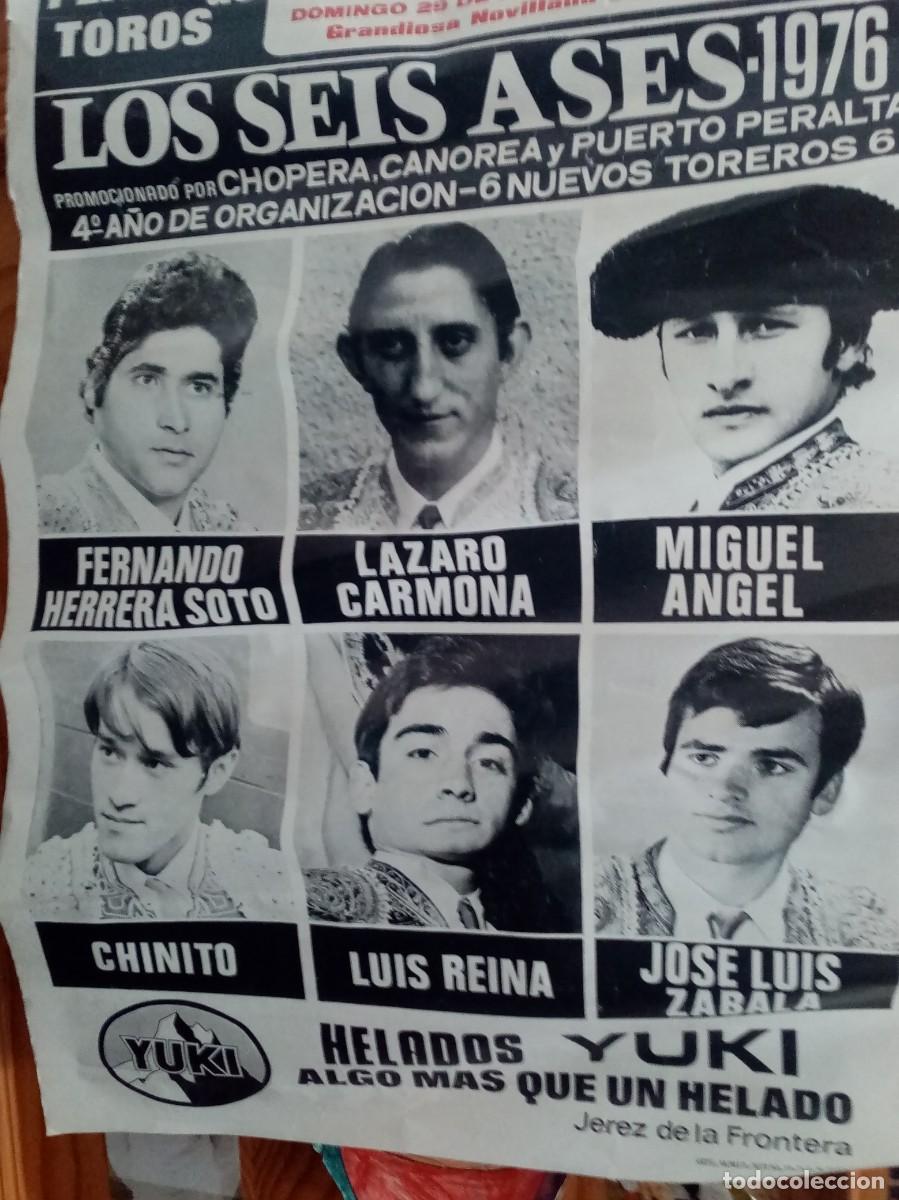 Carteles Toros: PLAZA DE TOROS ALCALA DE GUADAIRA LOS SEIS ASES 1976 MEDIDA 44 X 62