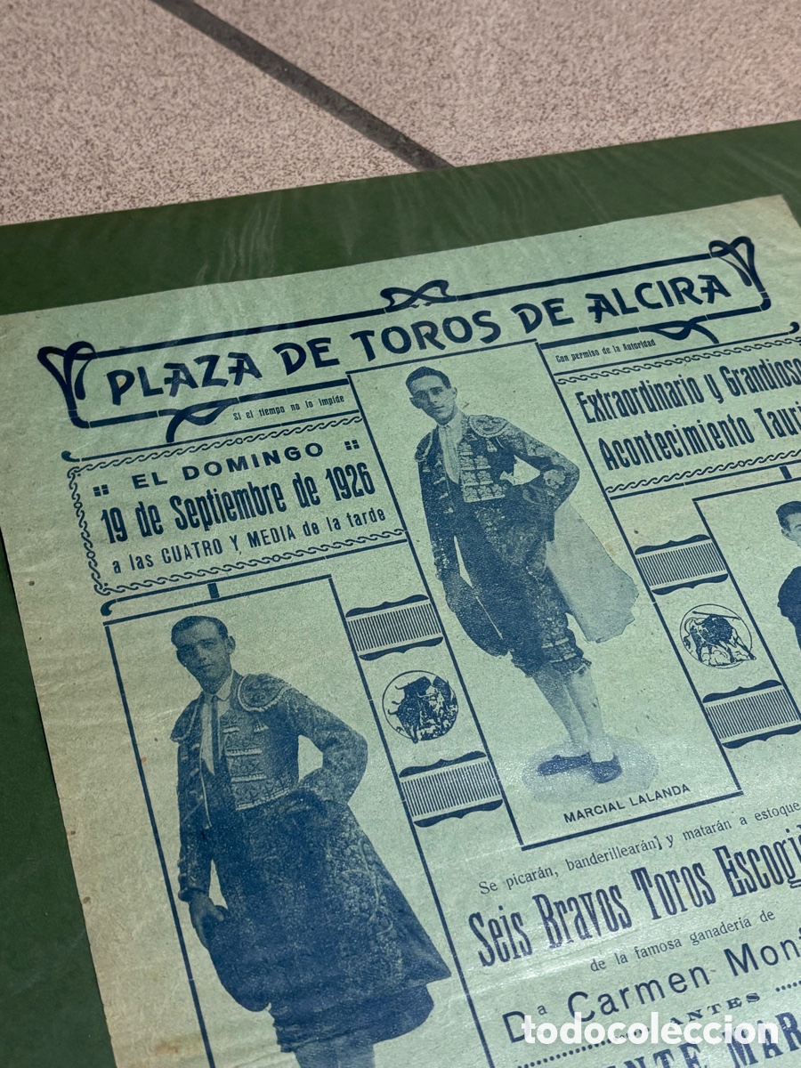 Plakate Stiere: CARTEL TOROS ALCIRA. 1926. MARCIAL LALANDA. 43X26 CM APR&Oacute;X
