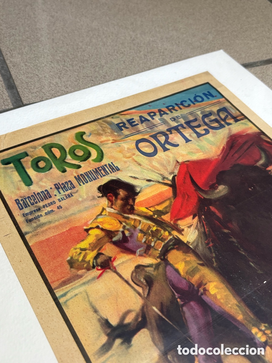 Carteles Toros: CARTEL TOROS BARCELONA 1933 FIESTA DE LA RAZA, REAPARICI&Oacute;N DE ORTEGA 44X27 CM APR&Oacute;X