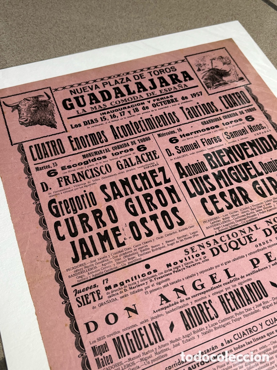Carteles Toros: CARTEL TOROS GUADALAJARA 1957. JAIME OSTOS. 44X32 CM APR&Oacute;X