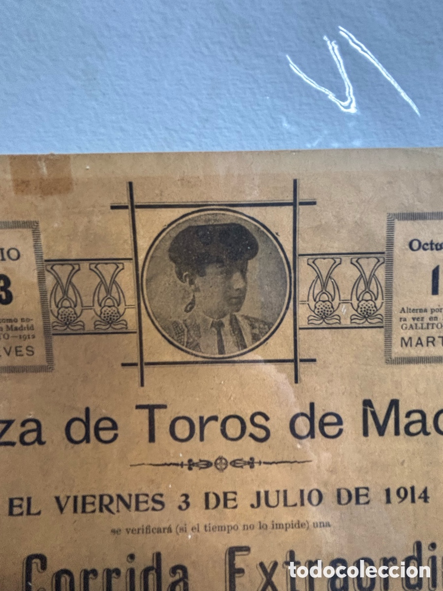 Carteles Toros: CARTEL TOROS. MADRID 1914. GRAN CORRIDA EXTRAORDINARIA (CONSAGRACI&Oacute;N) EL GALLITO , 43X21 CM APR&Oacute;X.
