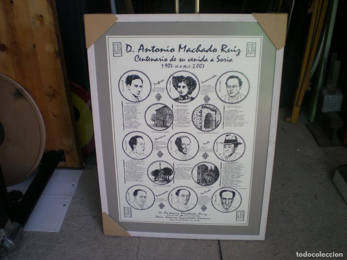Carteles Toros: Cartel enmarcado 90X68 cms. Antonio Machado, centenario de venida a Soria. Diago 2007