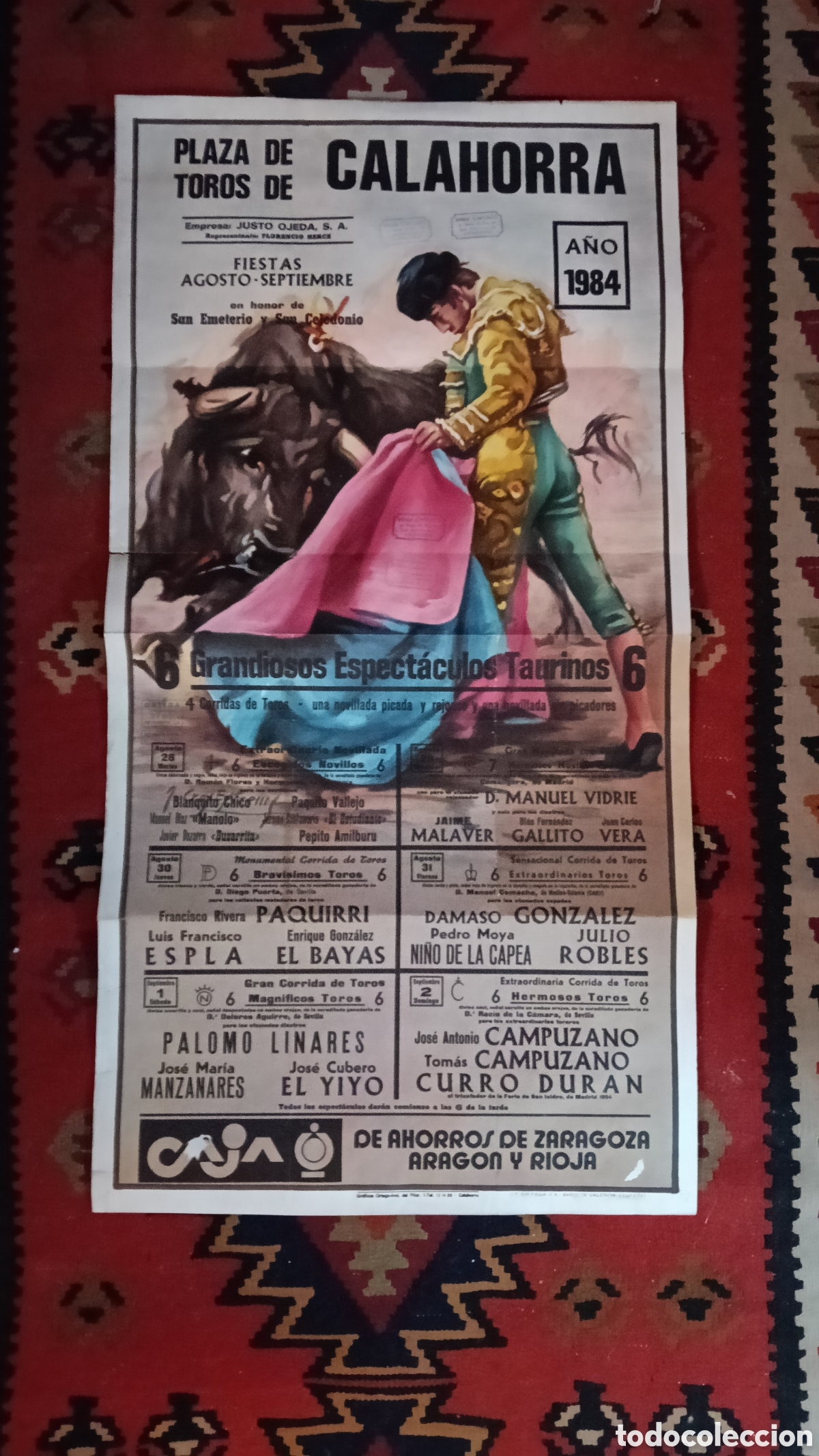 Carteles Toros: Cartel Taurino Calahorra 1984 - Paquirri, Manzanares y Palomo Linares