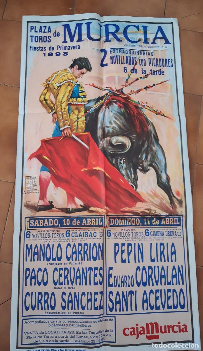Carteles Toros: Cartel de toros. Murcia. Fiestas de Primavera 1993. 10 y 11 abril. Dos novilladas con picadores.