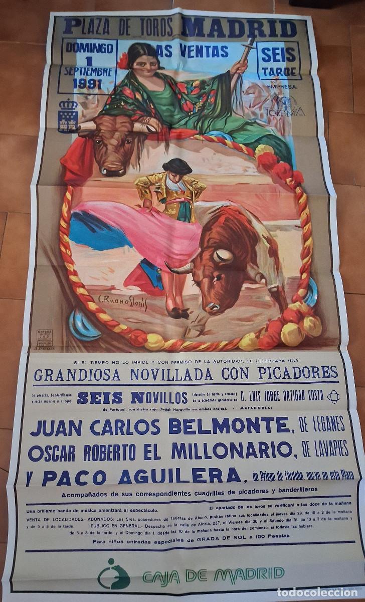 Affissi Tauromachia: Cartel de toros. Madrid. 1 septiembre 1991. Novillada con picadores.