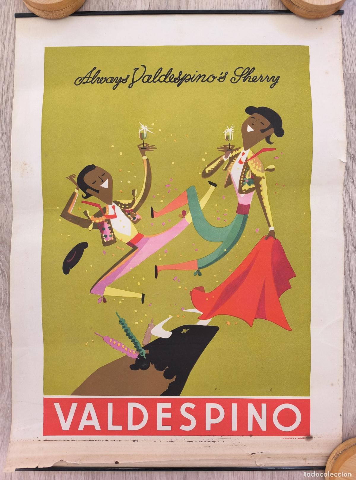 Carteles Toros: RW CARTEL PUBLICIDAD CO&Ntilde;AC VALDESPINO SHERRY TOROS TOREROS A&Ntilde;OS 1960 CT571