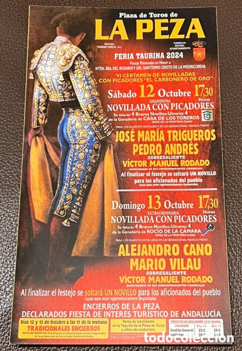 Carteles toros: Cartel de Toros peque&ntilde;o. La Peza. Granada. 2024.