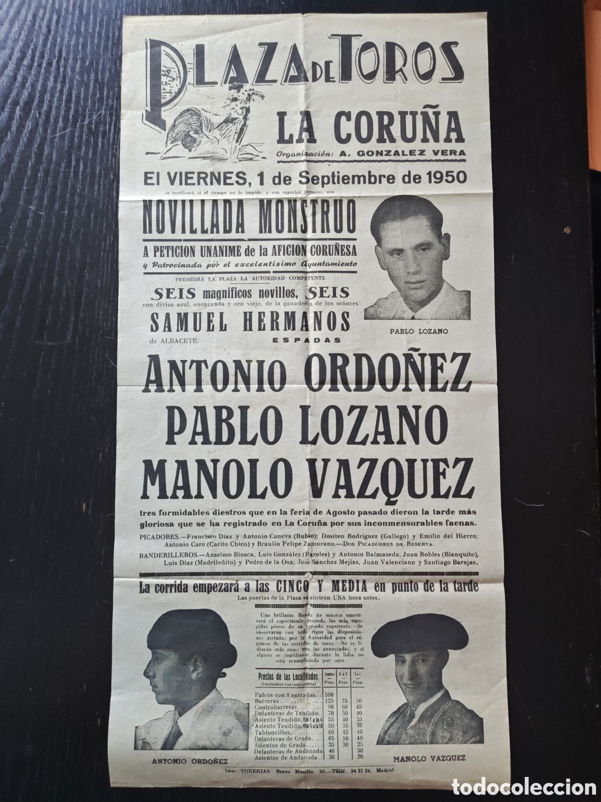 Carteles toros: Cartel de toros a&ntilde;o 1950 - Foto 2