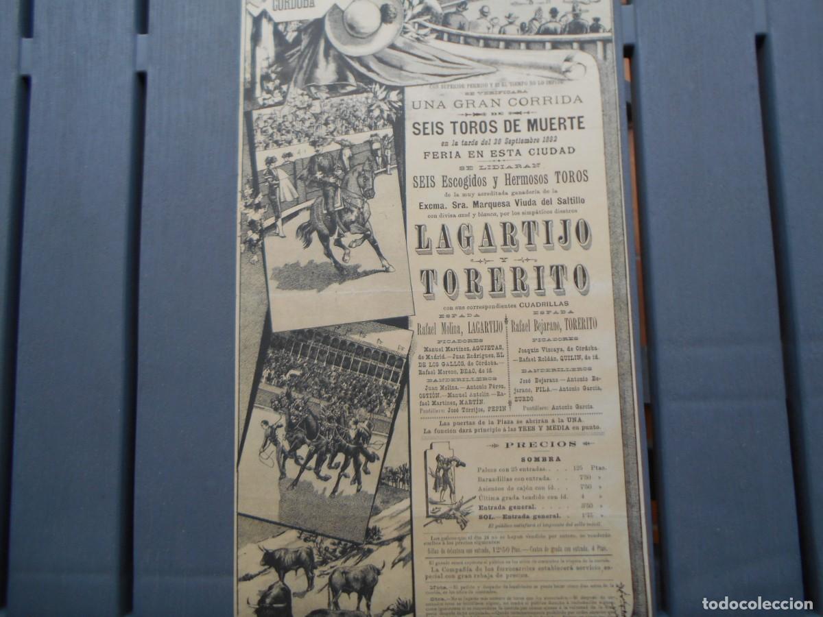 Carteles toros: CARTEL DE TOROS DE CORDOBA 1892