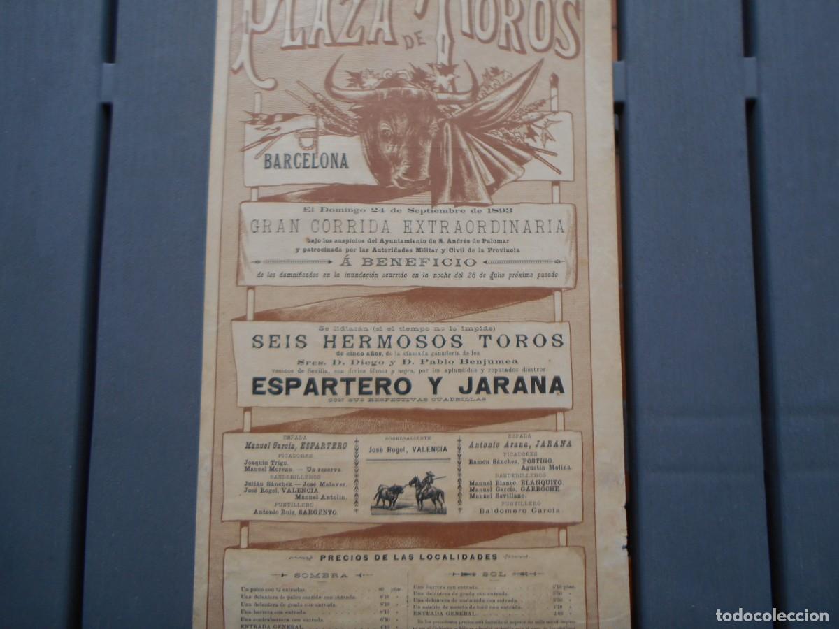Carteles toros: CARTEL DE TOROS DE BARCELONA 1893