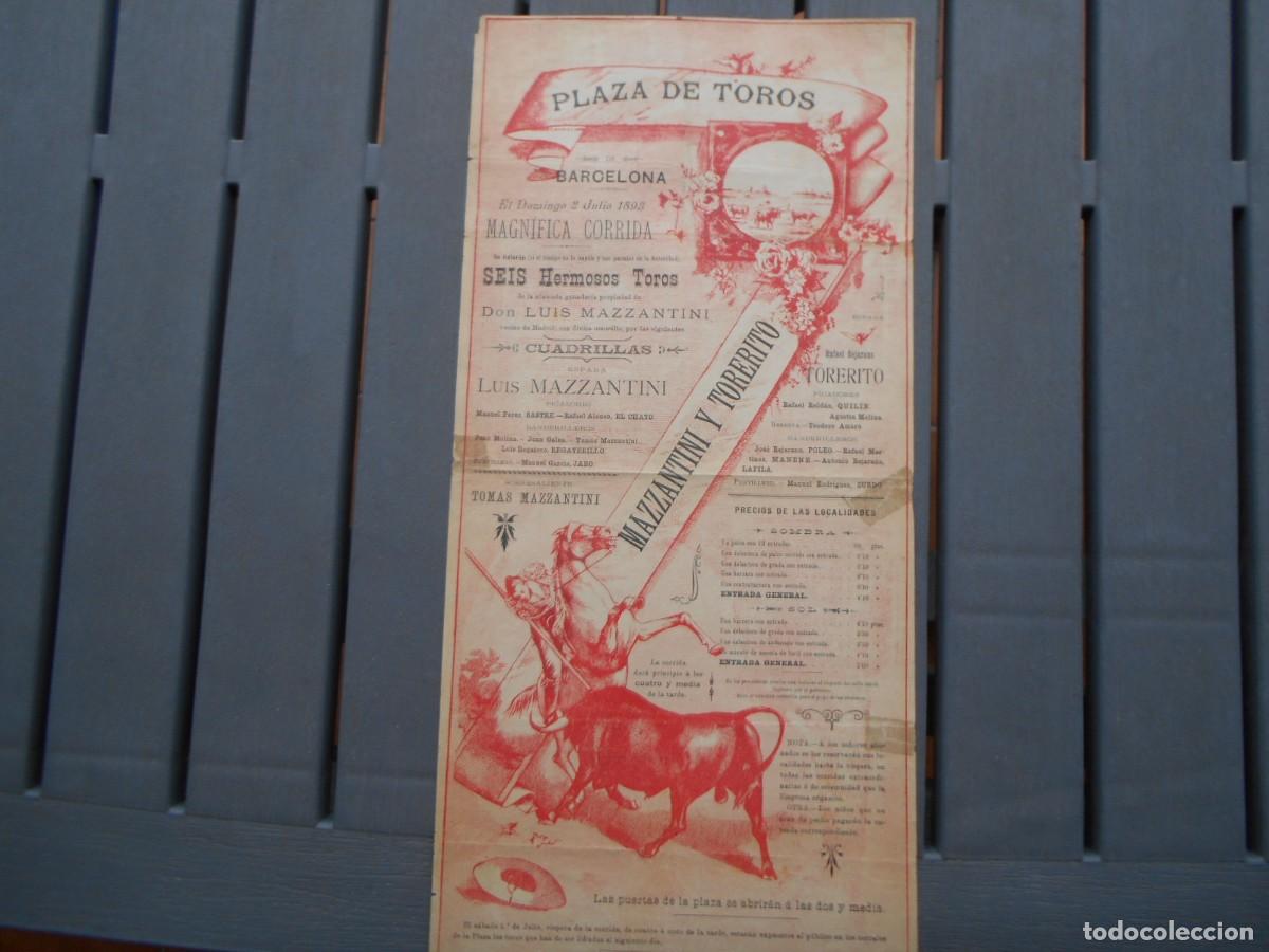 Carteles toros: CARTEL DE TOROS DE BARCELONA 1893