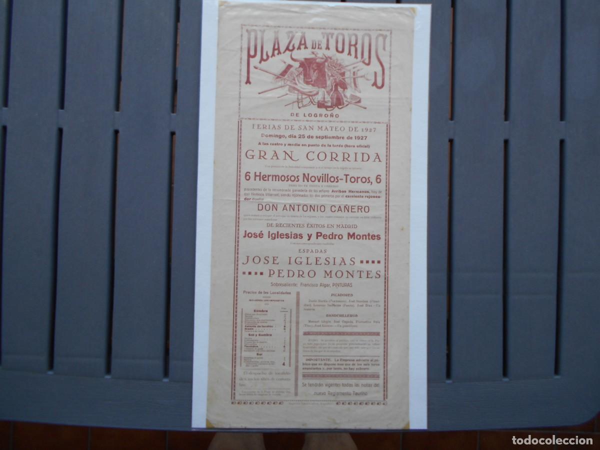Carteles toros: CARTEL DE TOROS DE LOGRONO 1927 - Foto 2