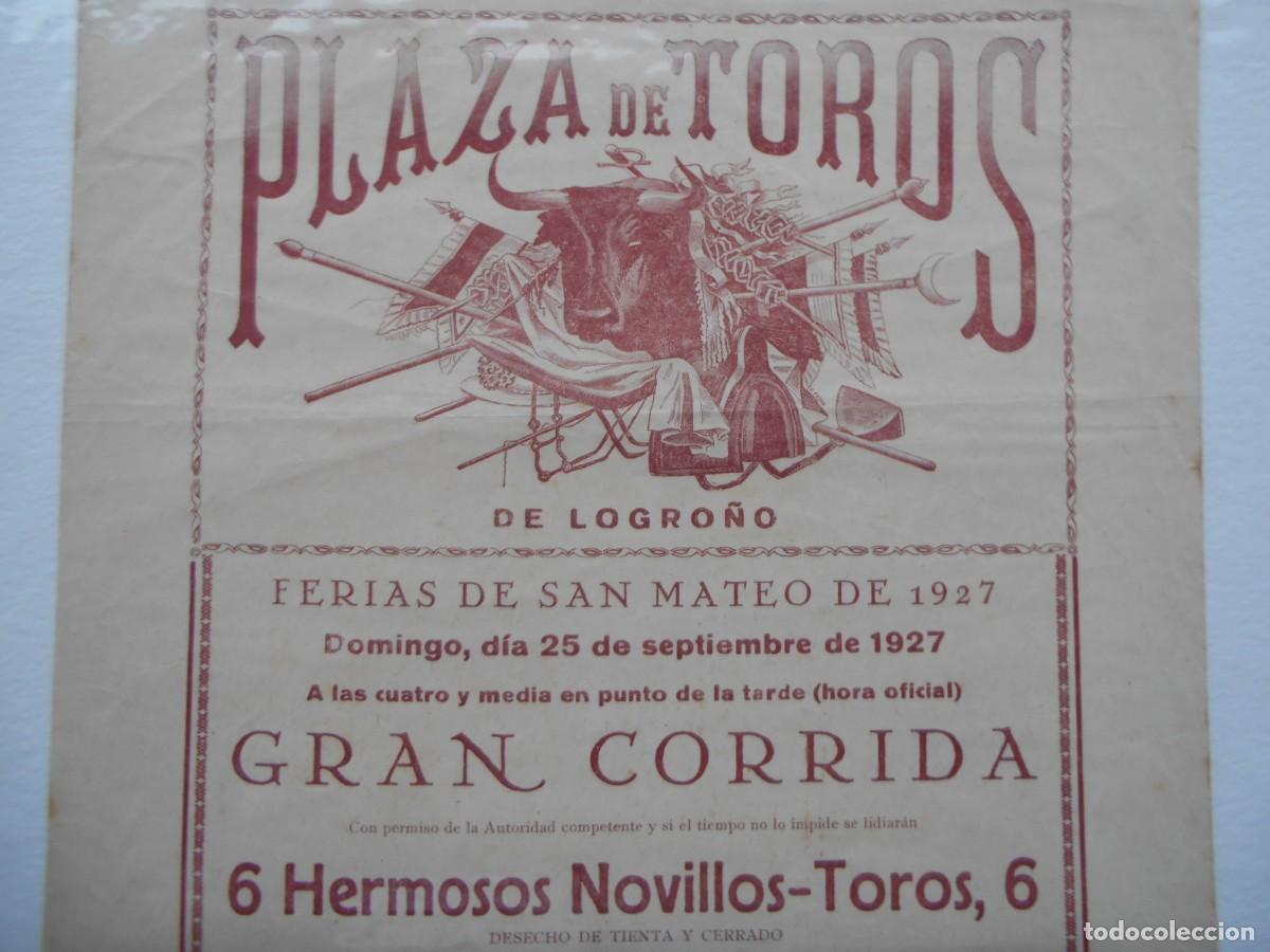 Carteles toros: CARTEL DE TOROS DE LOGRONO 1927 - Foto 3