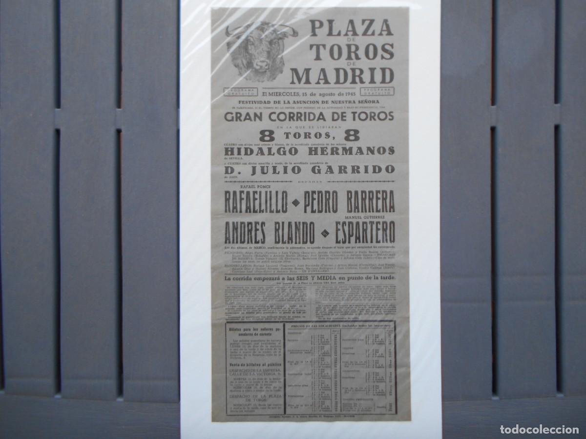 Carteles toros: CARTEL DE TOROS DE MADRID 1945 - Foto 1