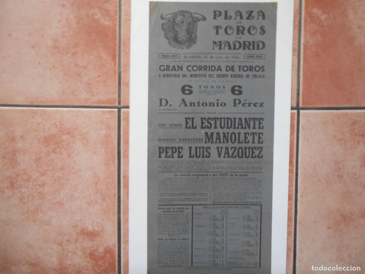 Affiches Tauromachie: CARTEL DE TOROS DE MADRID 1944