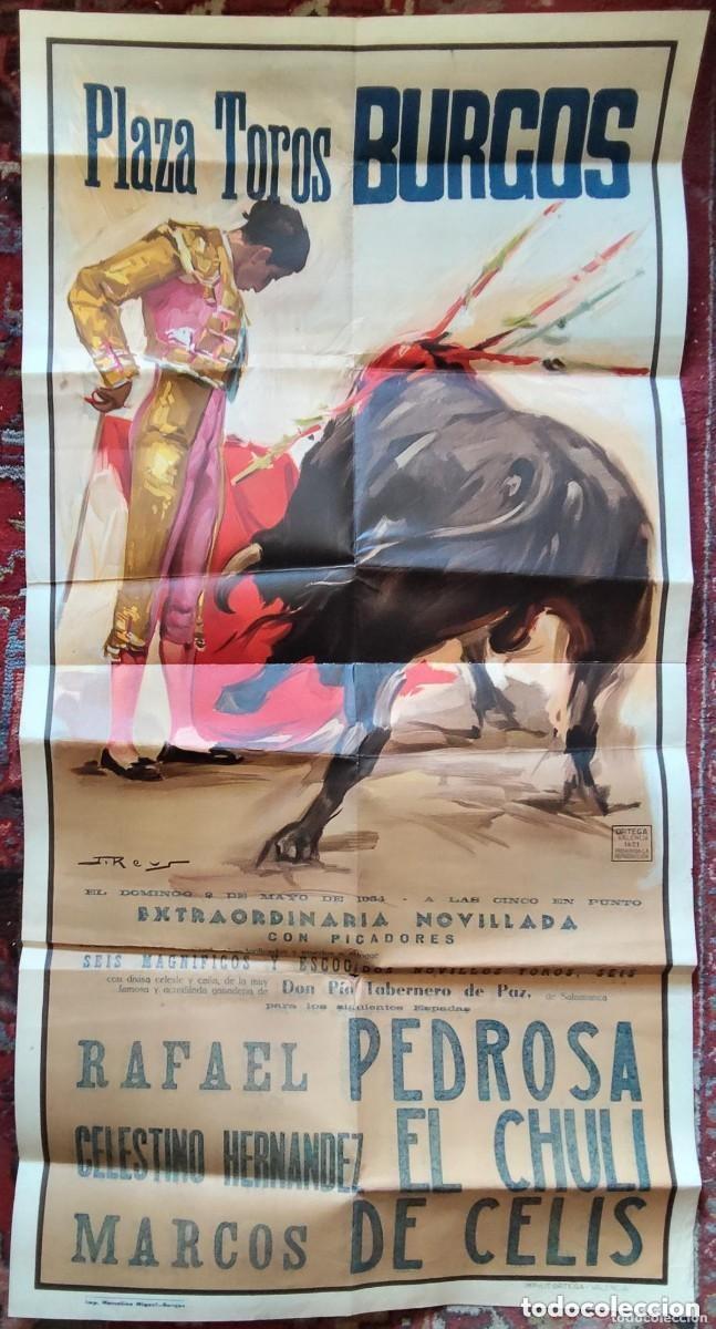 Carteles toros: CARTEL DE TOROS GRAN FORMATO - PLAZA DE BURGOS. A&Ntilde;O 1954. 105 CM