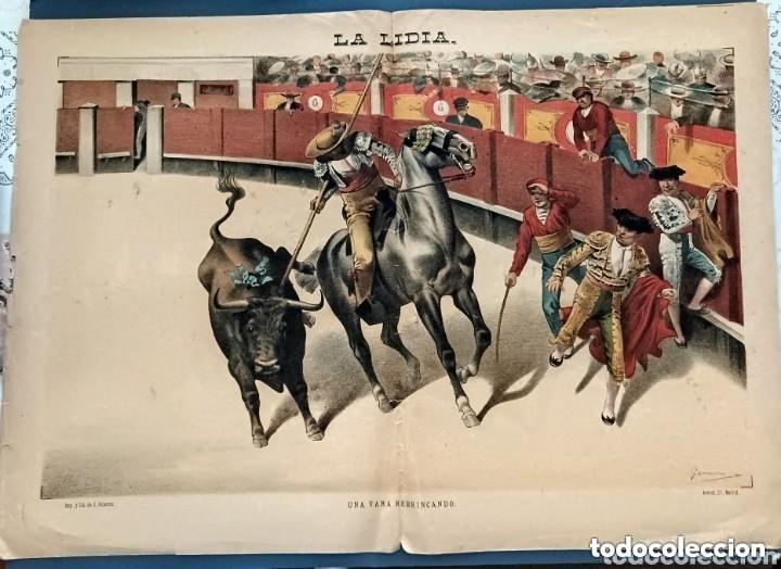 Carteles toros: LA LIDIA - UNA VARA REBRINCANDO - J. PALACIOS - MADRID - TAUROMAQUIA - TOROS
