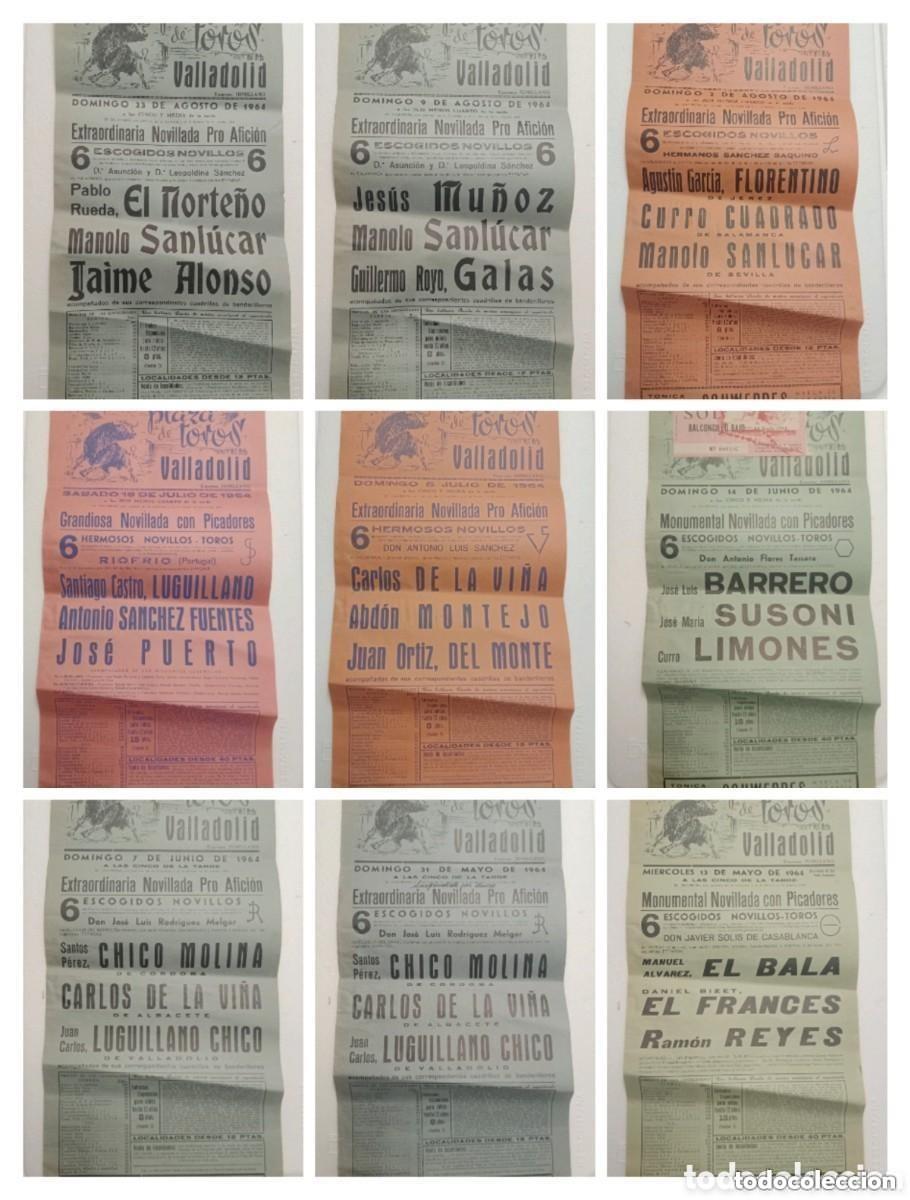 Carteles toros: CONJUNTO DE 11 CARTELES DE TOROS. VALLADOLID A&Ntilde;O 1964. INAUGURACION, EXTRAORDINARIA NOVILLADA...