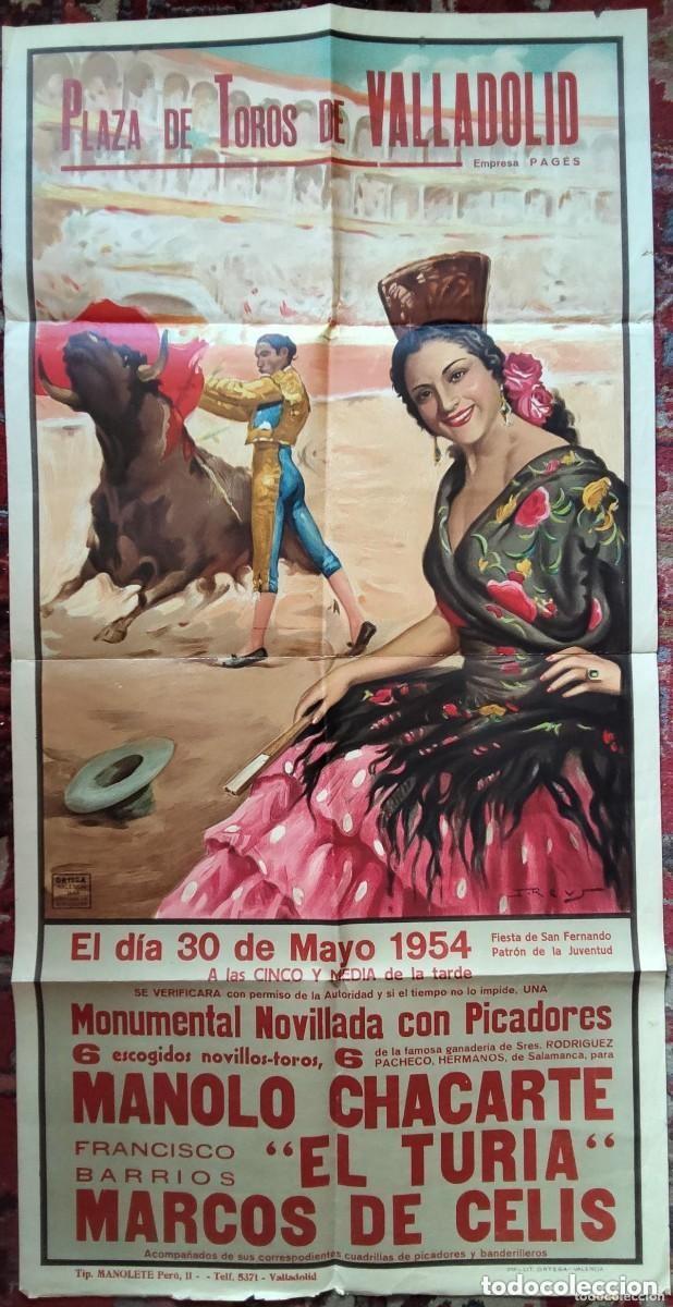 Carteles toros: CARTEL DE TOROS - PLAZA DE TOROS DE VALLADOLID. A&Ntilde;O 1954 - HOMENAJE A LOLA FLORES. 106 CM.