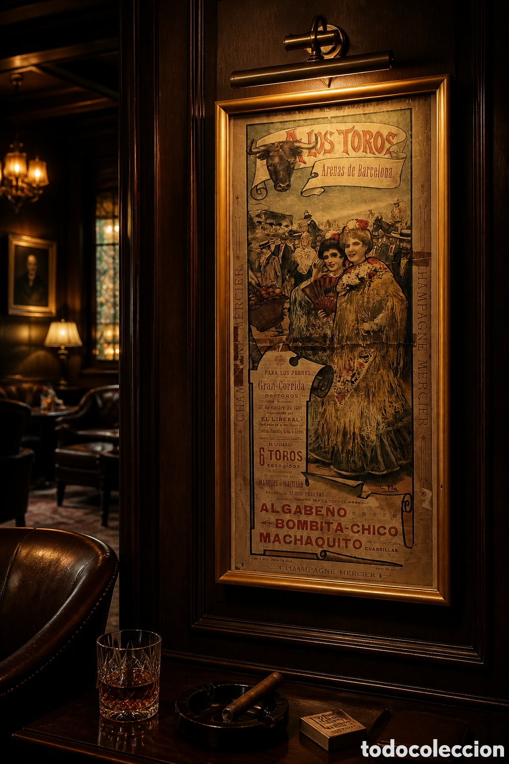 Carteles toros: 1901 CARTEL DE TOROS BARCELONA PARA LOS POBRES ALGABE&Ntilde;O BOMBITA-CHICO MACHAQUITO CHAMPAGNE MERCIER