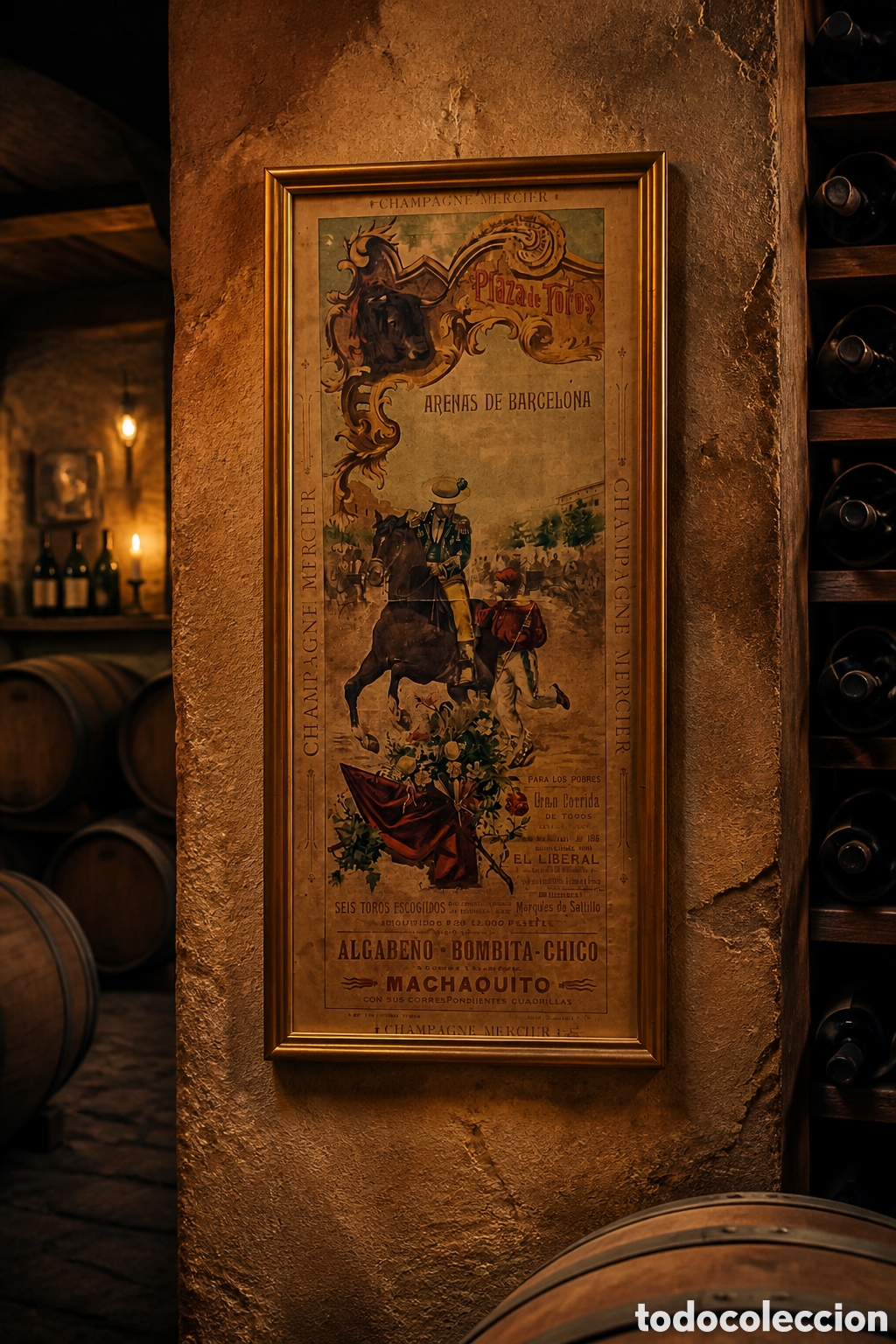 Carteles toros: 1901 CARTEL DE TOROS BARCELONA PARA LOS POBRES ALGABE&Ntilde;O BOMBITA-CHICO MACHAQUITO CHAMPAGNE MERCIER C