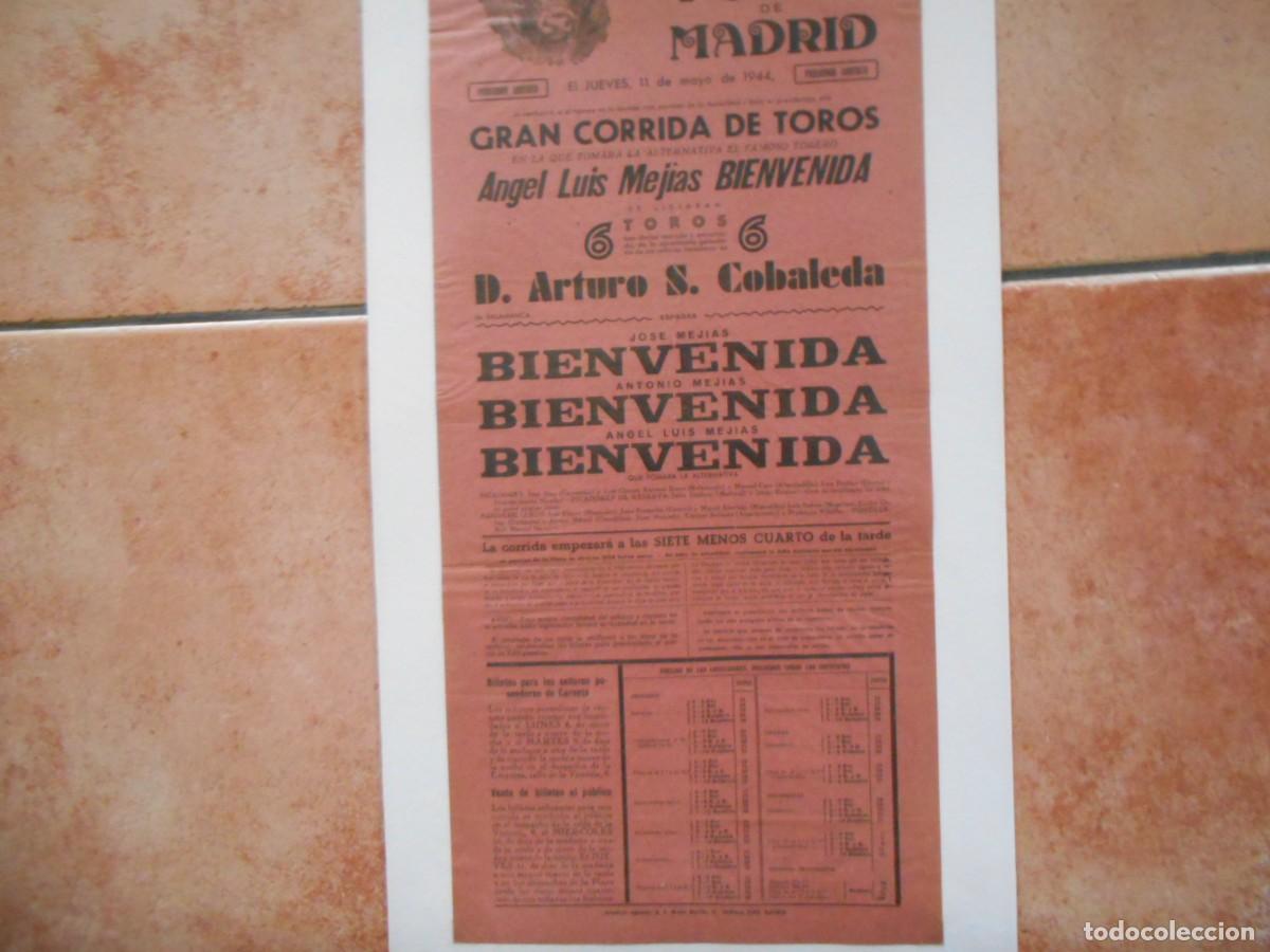 Carteles toros: CARTEL DE TOROS DE MADRID 1944 - Foto 1