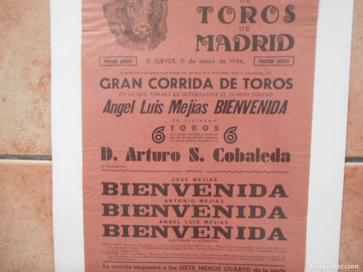 Carteles toros: CARTEL DE TOROS DE MADRID 1944 - Foto 3