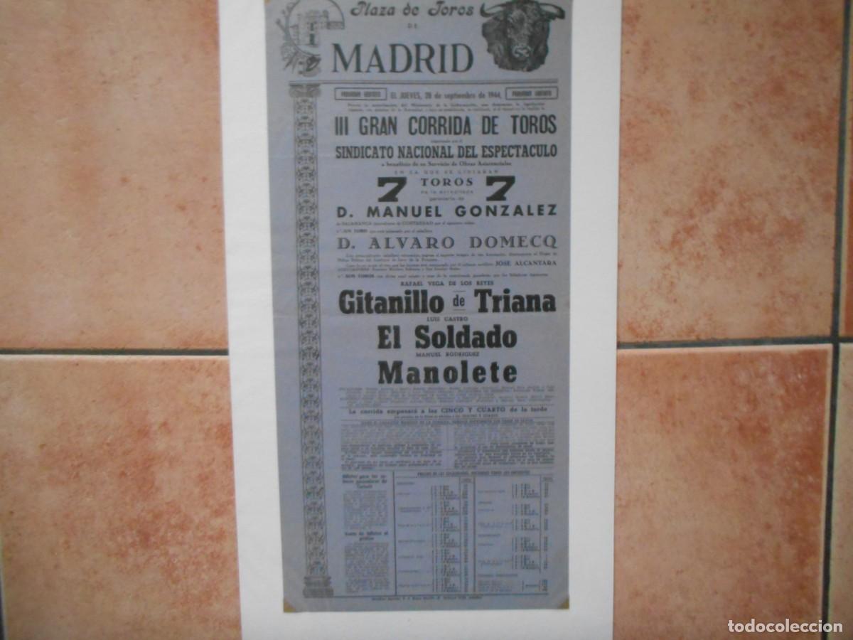 Carteles toros: CARTEL DE TOROS DE MADRID 1944