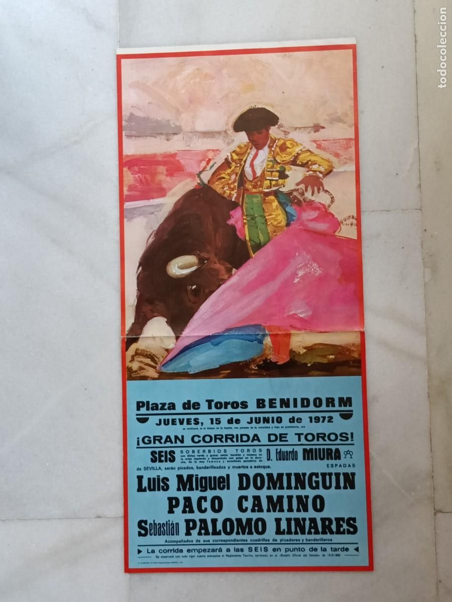 Plakate Stiere: CARTEL TOROS. LUIS MIGUEL DOMINGUIN, PACO CAMINO, PALOMO LINARES .25X53CTS. 1972