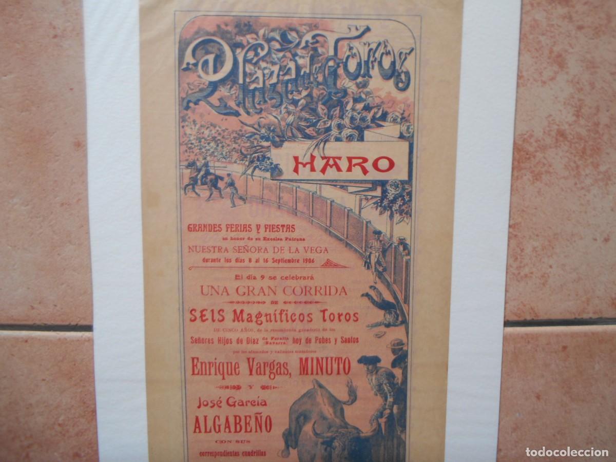 Carteles toros: CARTEL DE TOROS DE HARO 1906 - Foto 3
