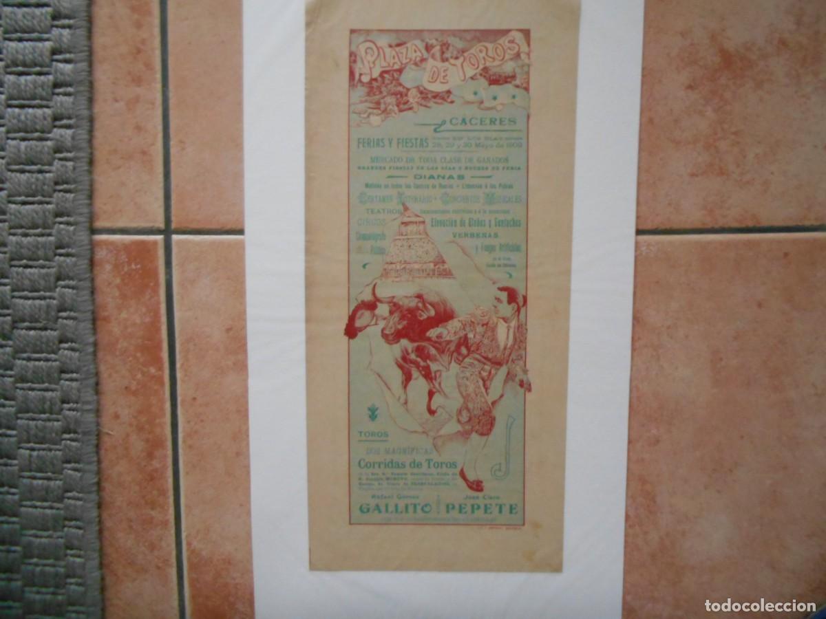Carteles toros: CARTEL DE TOROS DE CACERES 1909