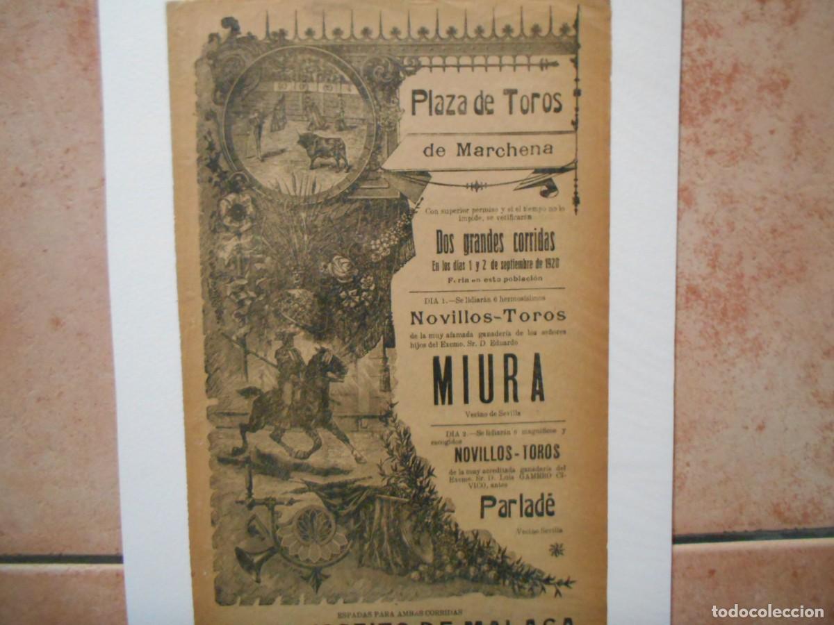 Carteles toros: CARTEL DE TOROS DE MARCHENA 1920