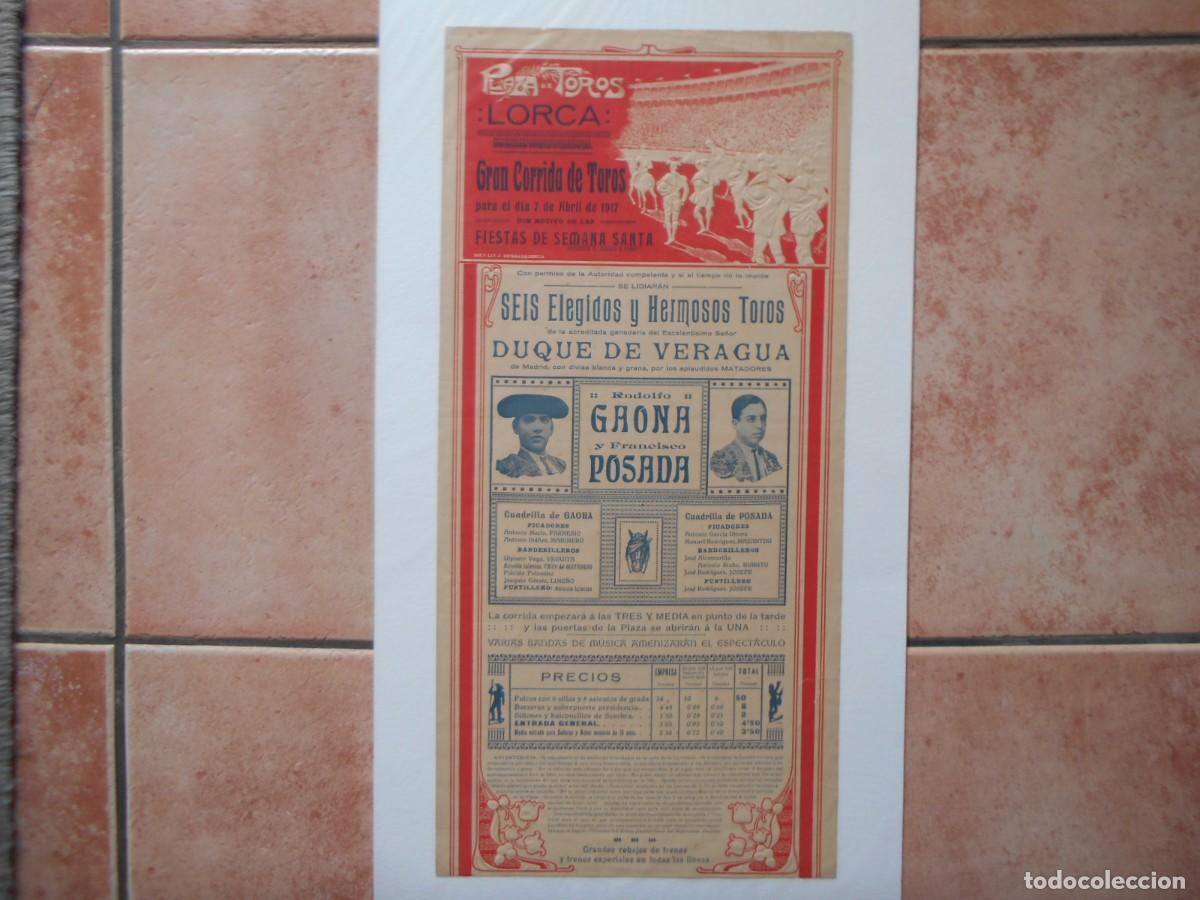 Carteles toros: CARTEL DE TOROS DE LORCA 1917