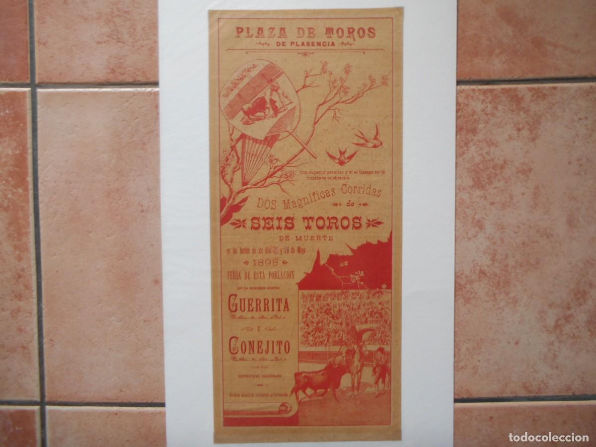 Carteles toros: CARTEL DE TOROS DE PLASENCIA 1898 - Foto 2