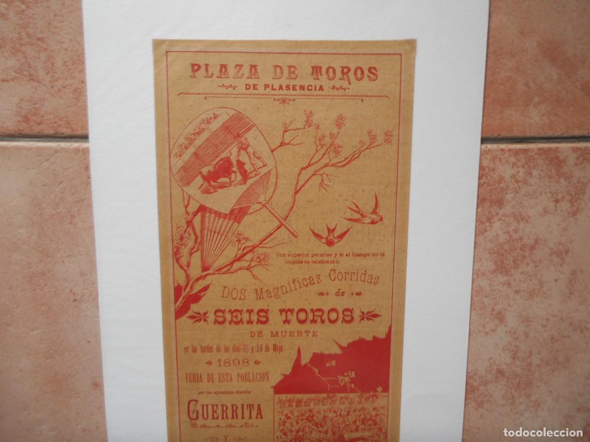 Carteles toros: CARTEL DE TOROS DE PLASENCIA 1898 - Foto 3