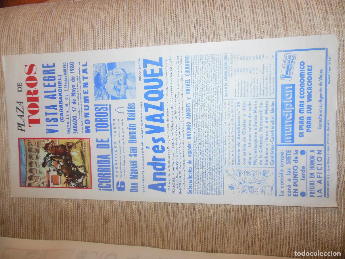 Carteles toros: 1980 CARTEL DE TOROS MADRID - ANDRES VAZQUEZ - DE MANUEL SAN ROMAN VALDES